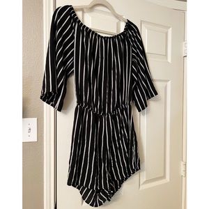 Black and White Striped Romper Women